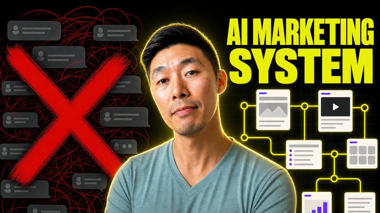 Video thumbnail: Gen Furukawa next to a crossed-out generic AI chat and the words AI marketing system