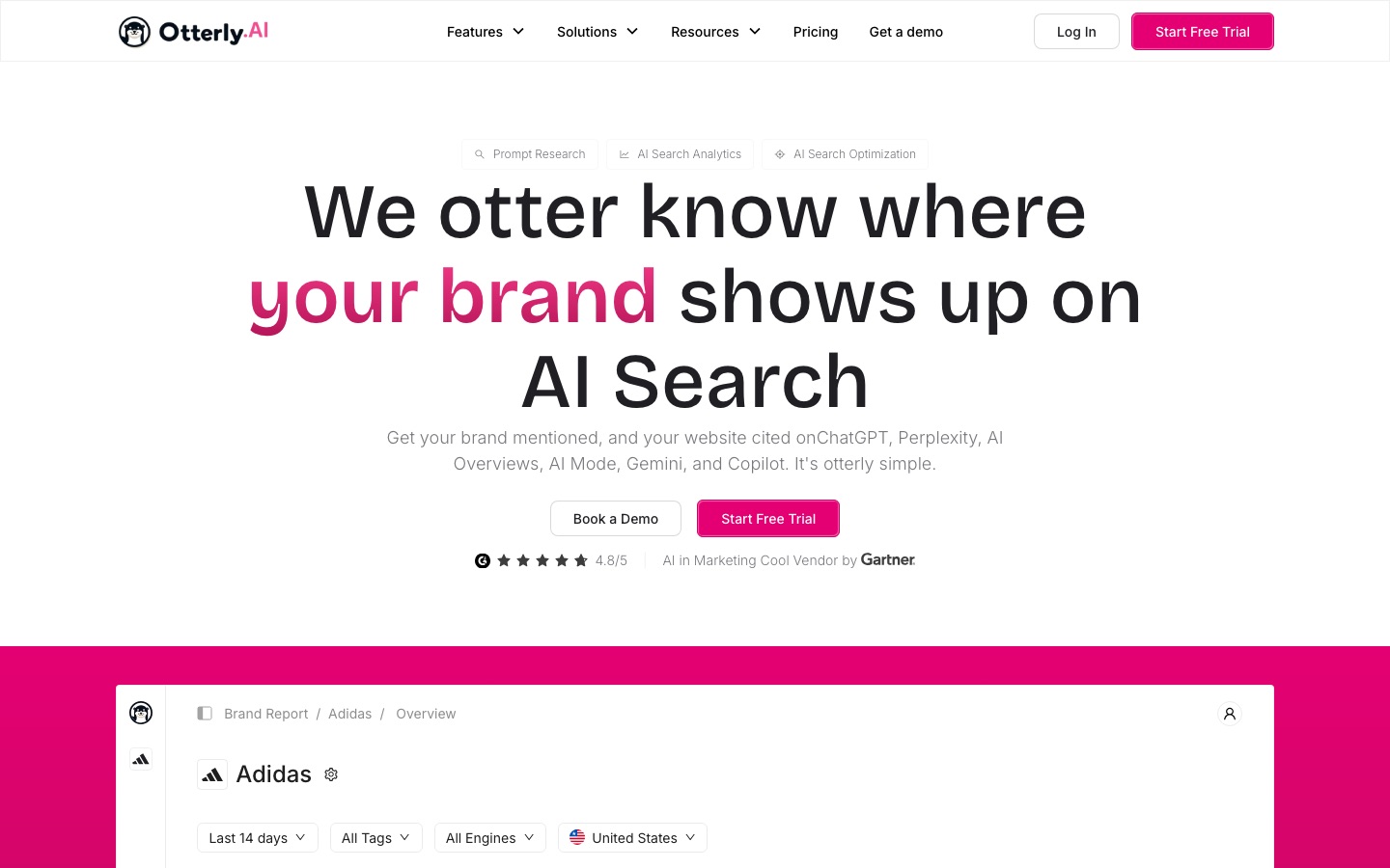 Otterly.AI homepage headline: We otter know where your brand shows up on AI Search