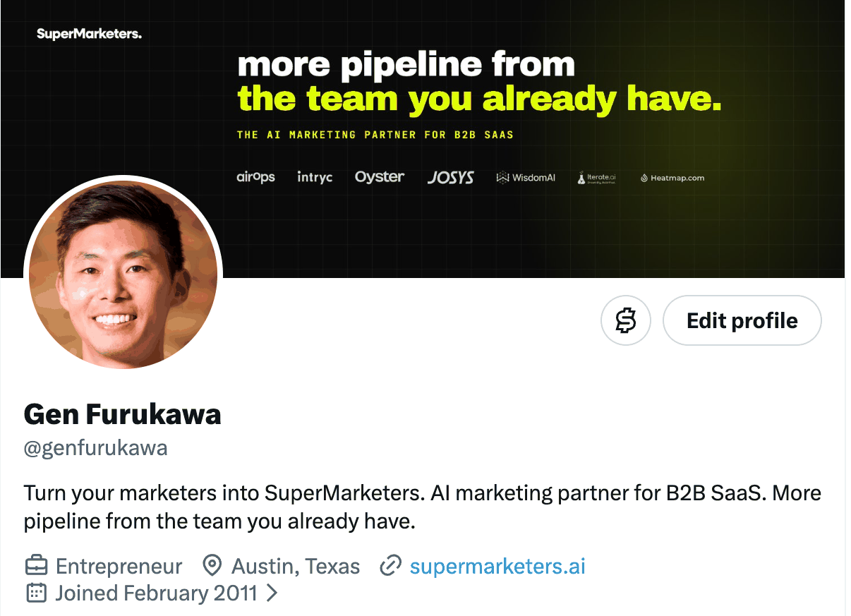 My X profile after: same lines, same banner