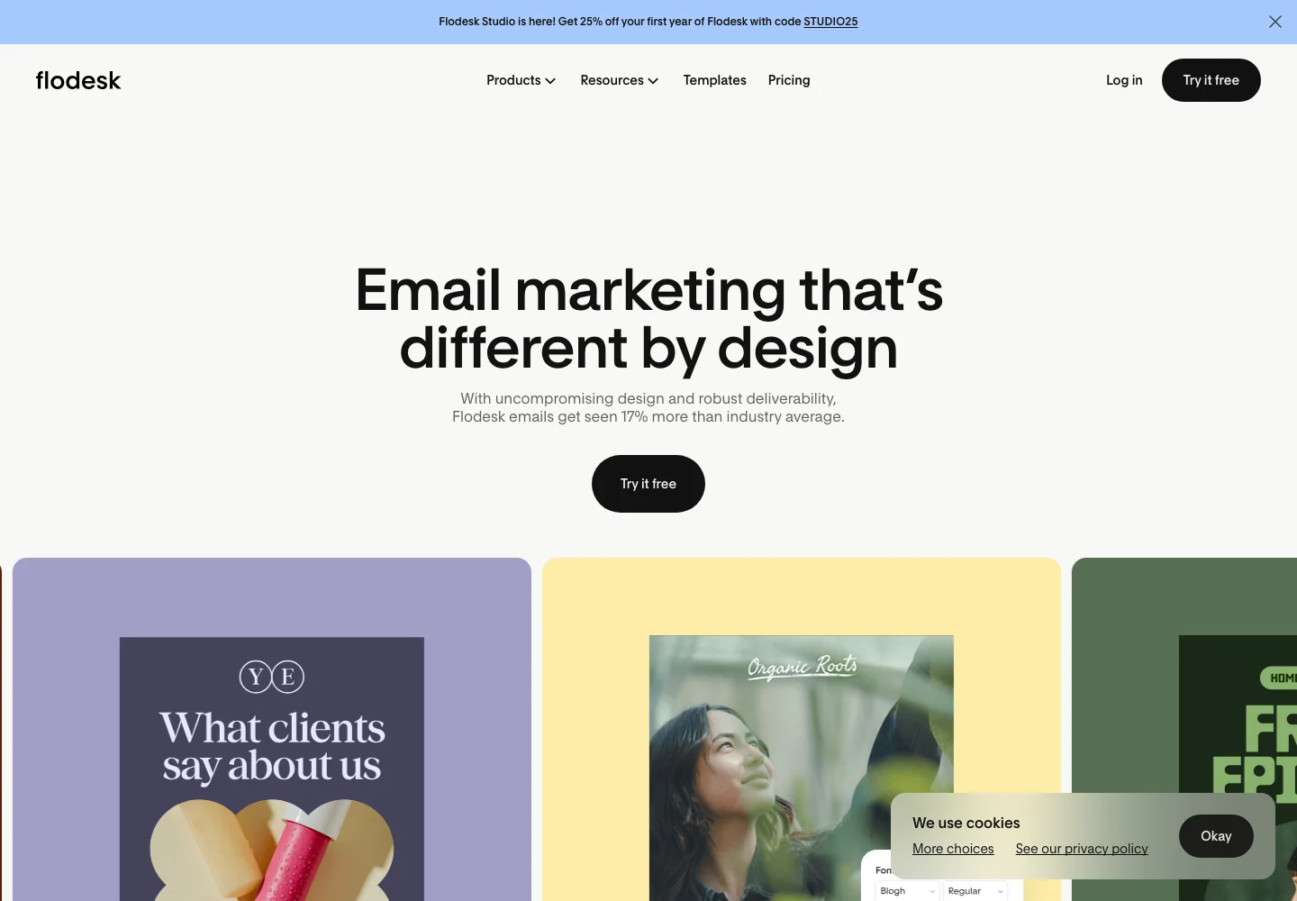 Flodesk leads with email design. The discovery sample consistently associated the product with a photographer’s design needs.