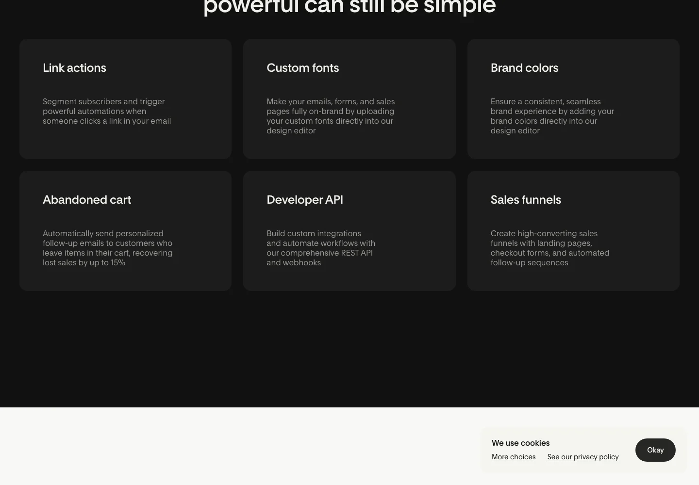 The homepage advertises commerce capabilities, a developer API, and webhooks. Compare this with the agency article above.
